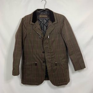 Etro Brown & Purple Plaid Jacket Size Medium